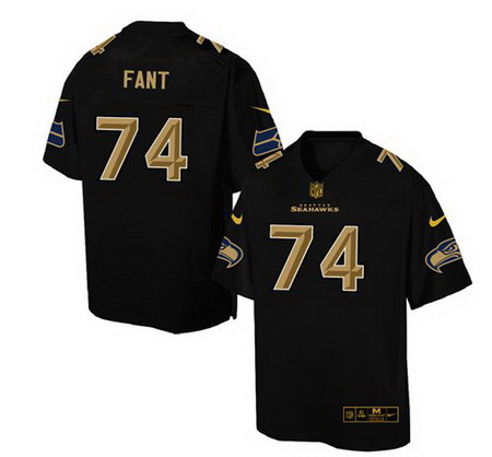 Nike Seahawks #74 George Fant Black Men Stitched NFL Elite Pro Line Gold Collection Jersey