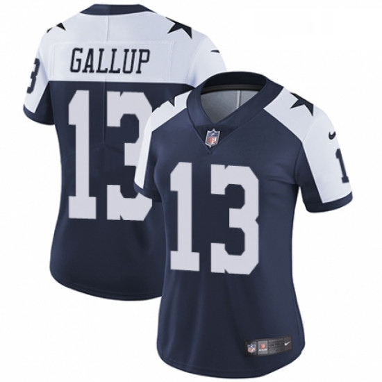 Womens Nike Dallas Cowboys 13 Michael Gallup Navy Blue Throwback Alternate Vapor Untouchable Elite P