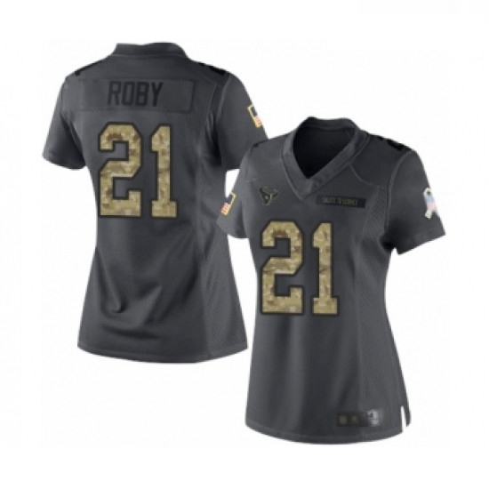 Womens Houston Texans 21 Bradley Roby Limited Black 2016 Salute to Service Football Jersey