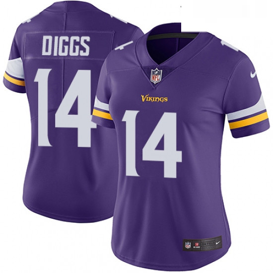 Womens Nike Minnesota Vikings 14 Stefon Diggs Purple Team Color Vapor Untouchable Limited Player NFL