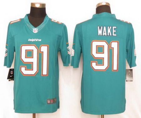 Nike Dolphins #91 Cameron Wake Aqua Green Team Color Men Stitched NFL Limited Jersey