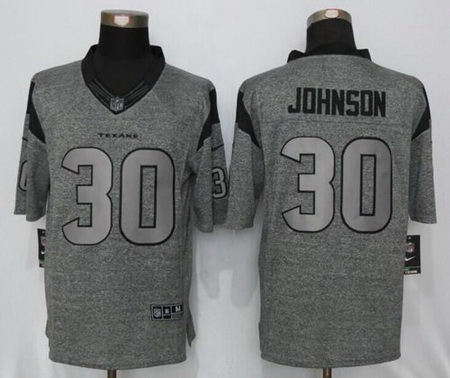 Nike Texans #30 Kevin Johnson Gray Men Stitched NFL Limited Gridiron Gray Jersey