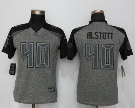 Nike Buccaneers #40 Mike Alstott Gray Women Stitched NFL Limited Gridiron Gray Jersey