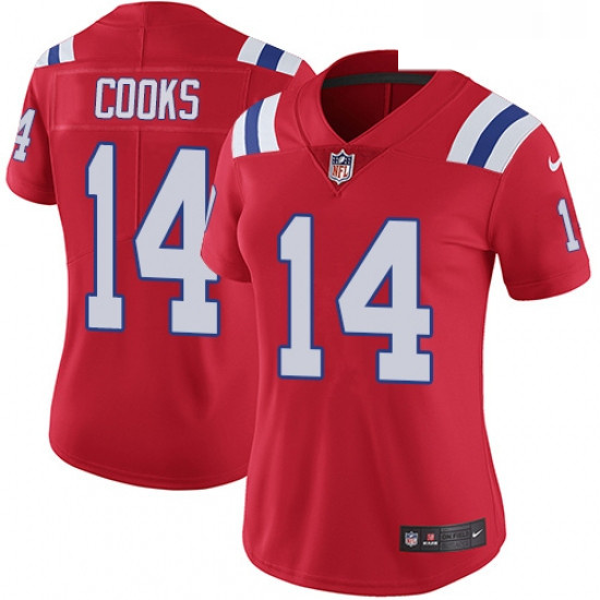 Womens Nike New England Patriots 14 Brandin Cooks Red Alternate Vapor Untouchable Limited Player NFL