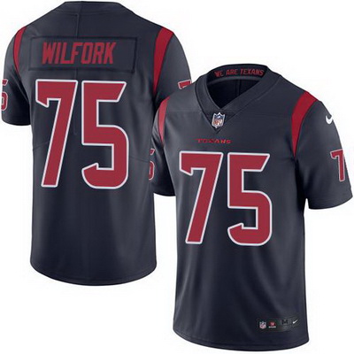 Nike Texans #75 Vince Wilfork Navy Blue Mens Stitched NFL Limited Rush Jersey