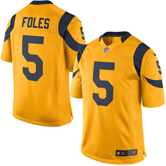 Mens Los Angeles Rams Nick Foles Nike Gold Color Rush Limited Jersey