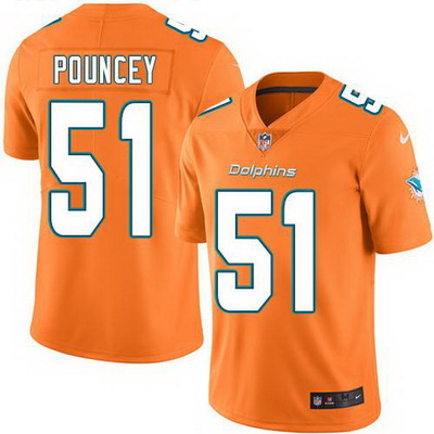 Nike Dolphins #51 Mike Pouncey Orange Mens Stitched NFL Limited Rush Jersey