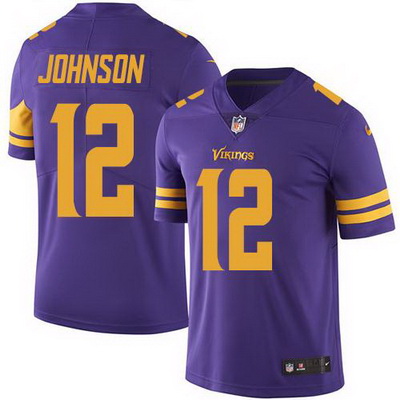 Nike Vikings #12 Charles Johnson Purple Mens Stitched NFL Limited Rush Jersey