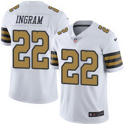 Nike Saints #22 Mark Ingram White Mens Stitched NFL Limited Rush Jersey