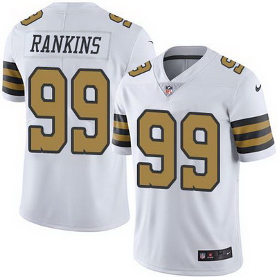 Nike Saints #99 Sheldon Rankins White Mens Stitched NFL Limited Rush Jersey