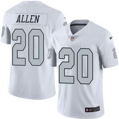 Nike Raiders #20 Nate Allen White Mens Stitched NFL Limited Rush Jersey