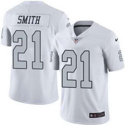 Nike Raiders #21 Sean Smith White Mens Stitched NFL Limited Rush Jersey