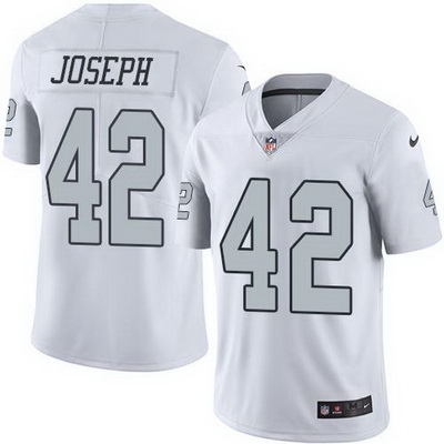 Nike Raiders #42 Karl Joseph White Mens Stitched NFL Limited Rush Jersey