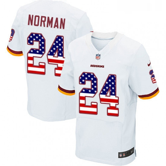 Mens Nike Washington Redskins 24 Josh Norman Elite White Road USA Flag Fashion NFL Jersey