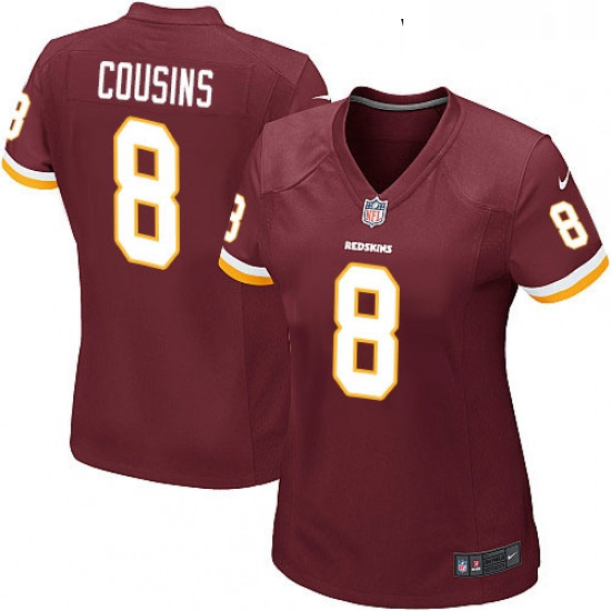 Womens Nike Washington Redskins 8 Kirk Cousins Game Burgundy Red Team Color NFL Jersey