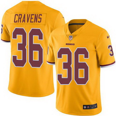 Nike Redskins #36 Su 27a Cravens Gold Mens Stitched NFL Limited Rush Jersey