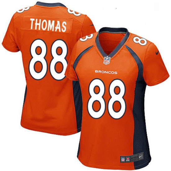 Womens Nike Denver Broncos 88 Demaryius Thomas Game Orange Team Color NFL Jersey