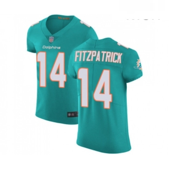 Mens Miami Dolphins 14 Ryan Fitzpatrick Aqua Green Team Color Vapor Untouchable Elite Player Footbal