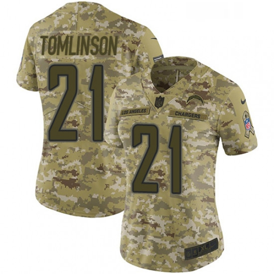 Womens Nike Los Angeles Chargers 21 LaDainian Tomlinson Limited Camo 2018 Salute to Service NFL Jers