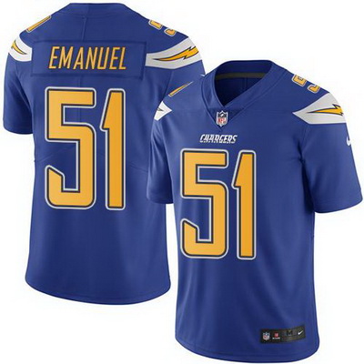 Nike Chargers #51 Kyle Emanuel Electric Blue Mens Stitched NFL Limited Rush Jersey