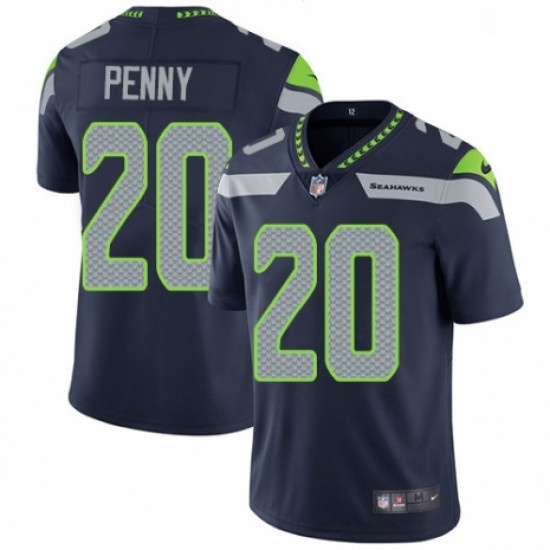 Youth Nike Seattle Seahawks 20 Rashaad Penny Navy Blue Team Color Vapor Untouchable Elite Player NFL