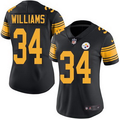 Nike Steelers #34 DeAngelo Williams Black Womens Stitched NFL Limited Rush Jersey