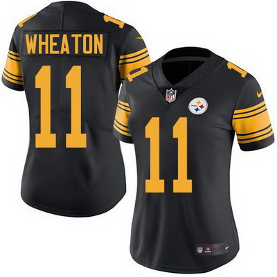 Nike Steelers #11 Markus Wheaton Black Womens Stitched NFL Limited Rush Jersey