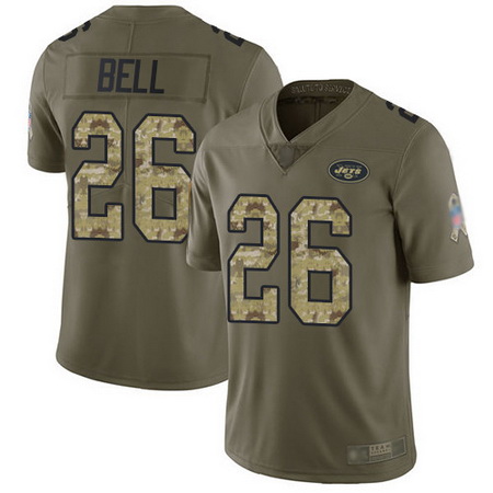 Jets 26 LeVeon Bell Olive Camo Youth Stitched Football Limited 2017 Salute to Service Jersey