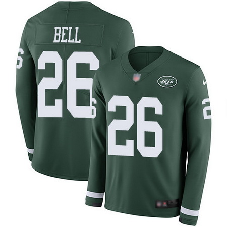 Jets 26 LeVeon Bell Green Team Color Youth Stitched Football Limited Therma Long Sleeve Jersey