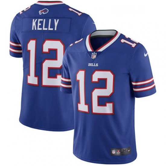 Youth Nike Buffalo Bills 12 Jim Kelly Royal Blue Team Color Vapor Untouchable Limited Player NFL Jer