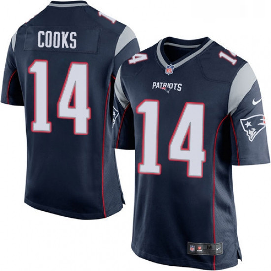 Mens Nike New England Patriots 14 Brandin Cooks Game Navy Blue Team Color NFL Jersey