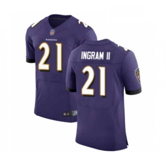 Mens Baltimore Ravens 21 Mark Ingram II Purple Team Color Vapor Untouchable Elite Player Football Je