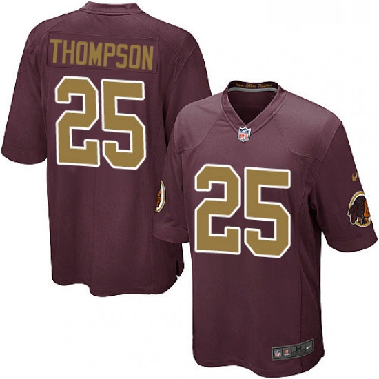 Mens Nike Washington Redskins 25 Chris Thompson Game Burgundy RedGold Number Alternate 80TH Annivers