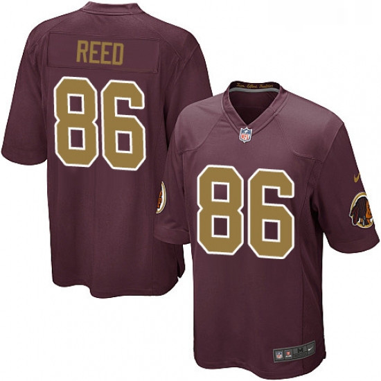 Mens Nike Washington Redskins 86 Jordan Reed Game Burgundy RedGold Number Alternate 80TH Anniversary