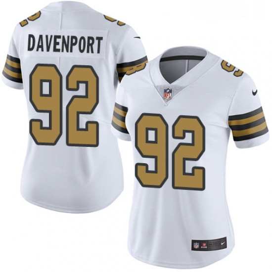 Womens Nike New Orleans Saints 92 Marcus Davenport White Stitched NFL Limited Rush Jersey