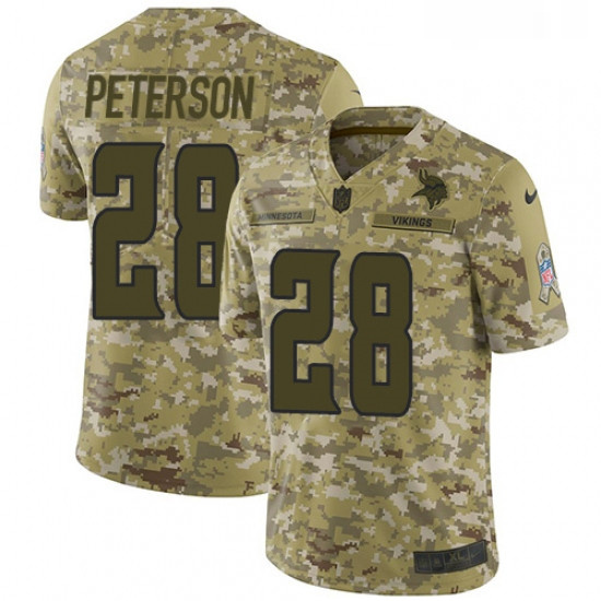 Mens Nike Minnesota Vikings 28 Adrian Peterson Limited Camo 2018 Salute to Service NFL Jersey