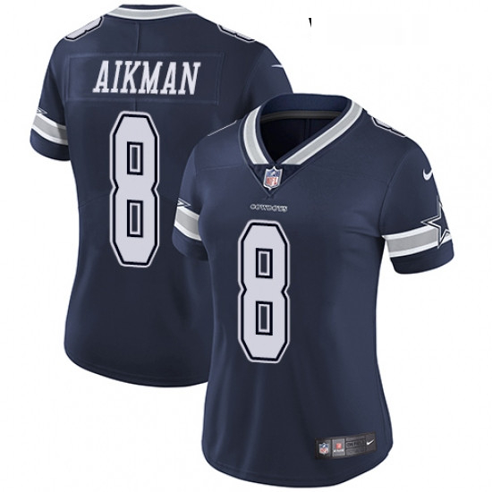 Womens Nike Dallas Cowboys 8 Troy Aikman Navy Blue Team Color Vapor Untouchable Limited Player NFL J