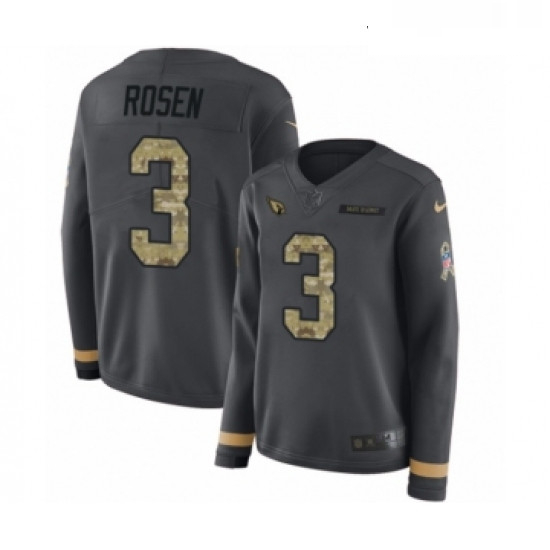 Womens Nike Arizona Cardinals 3 Josh Rosen Limited Black Salute to Service Therma Long Sleeve NFL Je