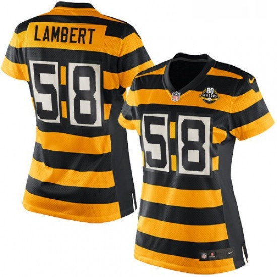 Womens Nike Pittsburgh Steelers 58 Jack Lambert Elite YellowBlack Alternate 80TH Anniversary Throwba