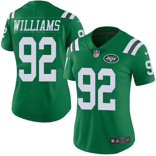 Nike Jets #92 Leonard Williams Green Womens Stitched NFL Limited Rush Jersey