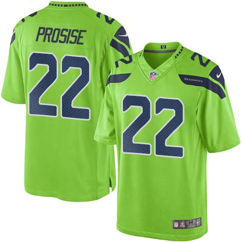 Nike Seahawks #22 C J Prosise Green Mens Stitched NFL Limited Rush Jersey