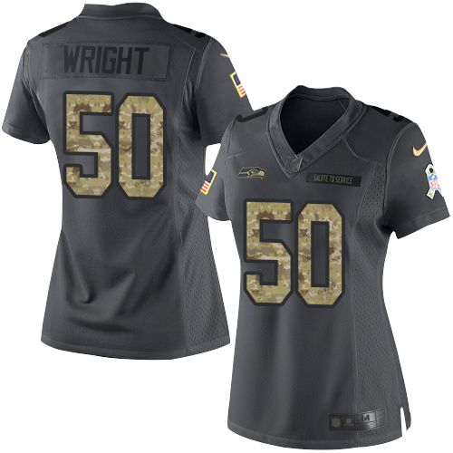 Nike Seahawks #50 K J Wright Black Womens Stitched NFL Limited 2016 Salute to Service Jersey