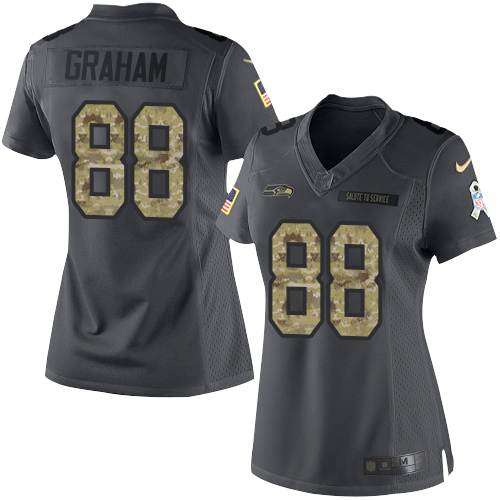 Nike Seahawks #88 Jimmy Graham Black Womens Stitched NFL Limited 2016 Salute to Service Jersey