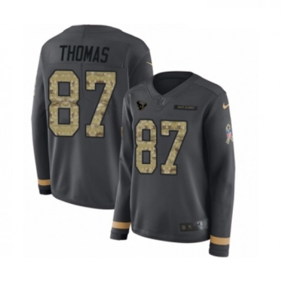 Womens Nike Houston Texans 87 Demaryius Thomas Limited Black Salute to Service Therma Long Sleeve NF