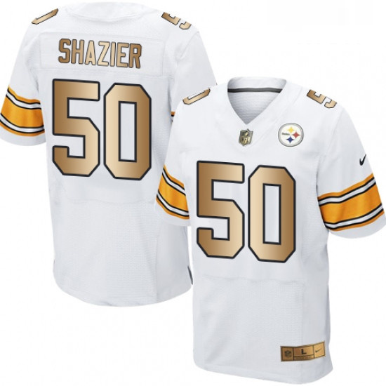 Mens Nike Pittsburgh Steelers 50 Ryan Shazier Elite WhiteGold NFL Jersey