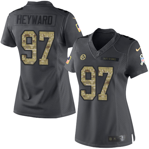 Nike Steelers #97 Cameron Heyward Black Womens Stitched NFL Limited 2016 Salute to Service Jersey