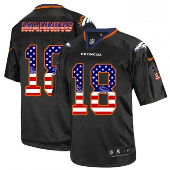 Men Nike Denver Broncos 18 Peyton Manning Elite Black USA Flag Fashion NFL Jersey