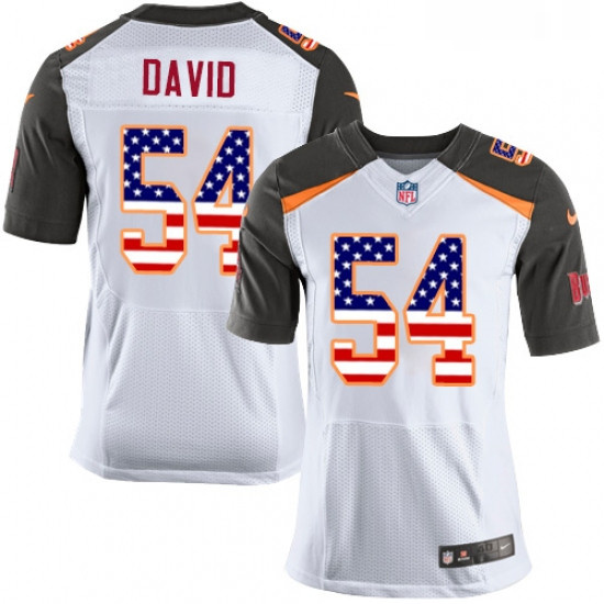 Mens Nike Tampa Bay Buccaneers 54 Lavonte David Elite White Road USA Flag Fashion NFL Jersey