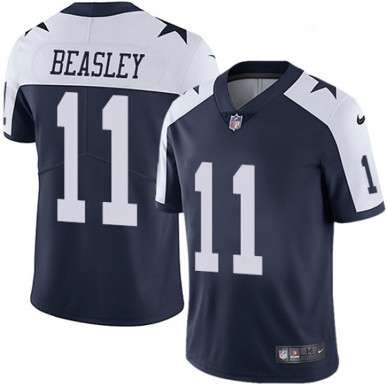 Mens Nike Dallas Cowboys 11 Cole Beasley Navy Blue Throwback Alternate Vapor Untouchable Limited Pla