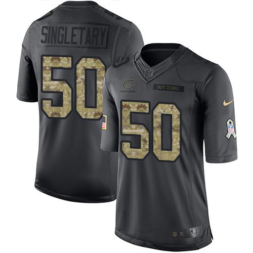 Nike Bears #50 Mike Singletary Black Mens Stitched NFL Limited 2016 Salute to Service Jersey